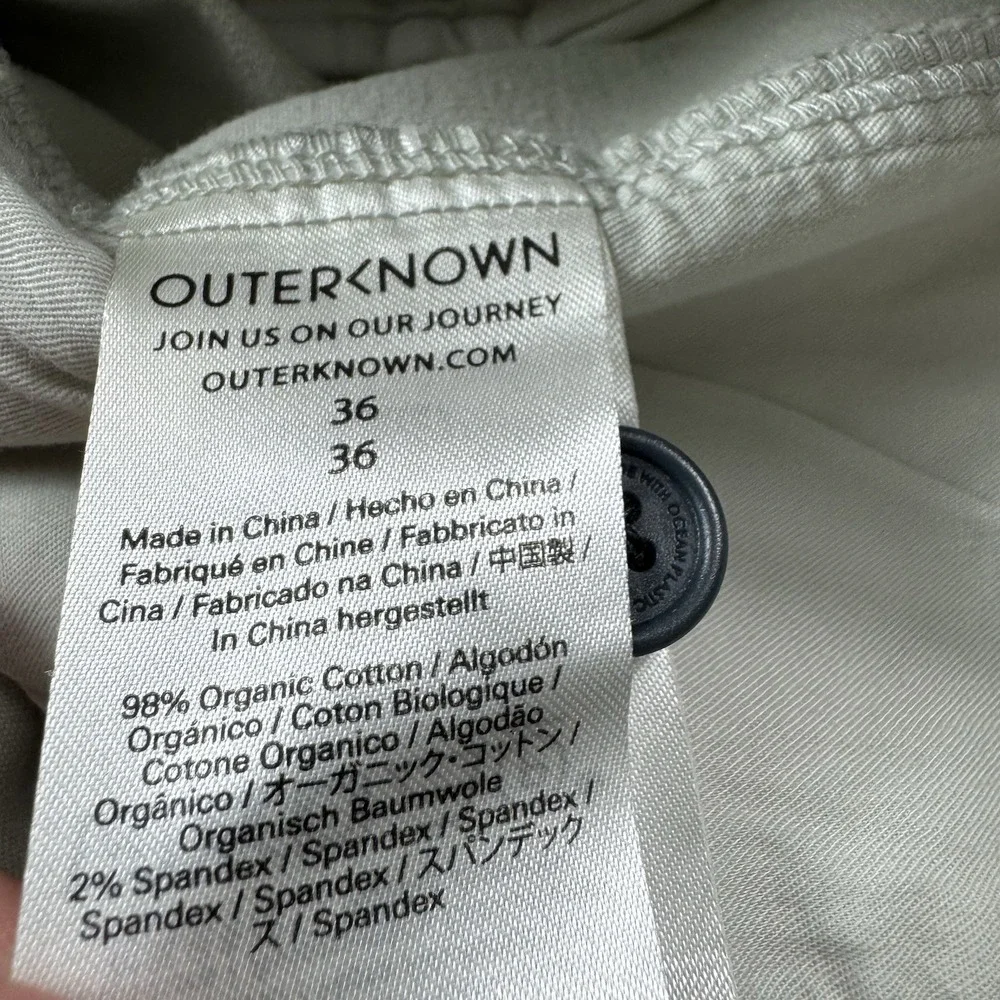 Outerknown Bone Khaki Orangic Cotton Stretch S.E.A. Mens Chino Pant Size 36X31
